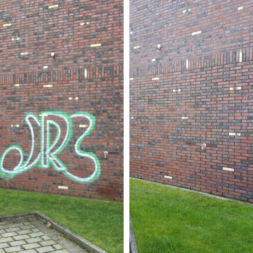 Graffiti an Backsteinwand